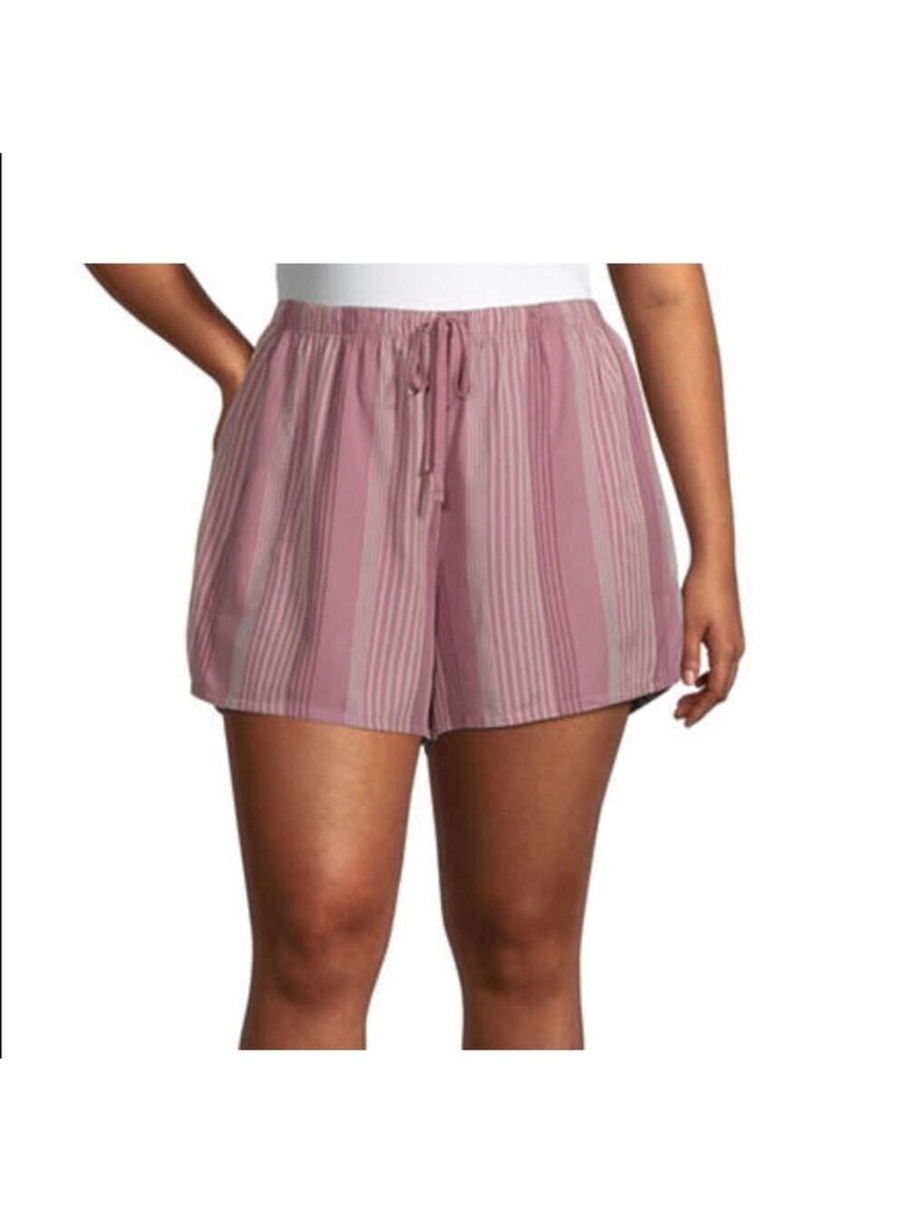 Ambrielle 1X NWT womans sleep/lounge shorts mauve stripe